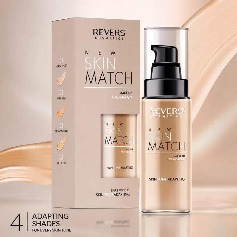 Skin Tone Adapting Matte Foundation Long Lasting Liquid Makeup Natural Finish 4 Shades 30ml