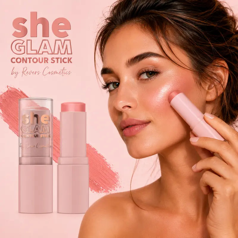 She GLAM Soft Rose Blush Stick Creamy Rosy Pink Cheek Blush Natural Dewy Glow