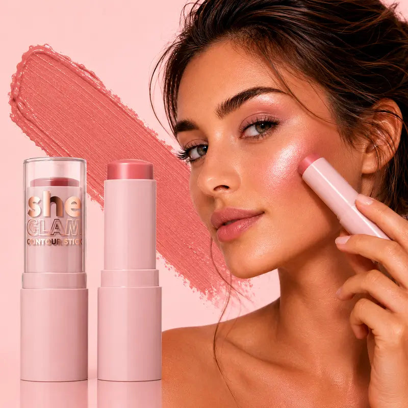 She GLAM Soft Rose Blush Stick Creamy Rosy Pink Cheek Blush Natural Dewy Glow