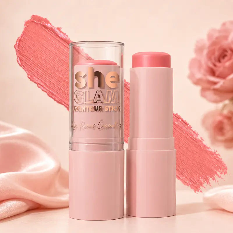 She GLAM Soft Rose Blush Stick Creamy Rosy Pink Cheek Blush Natural Dewy Glow