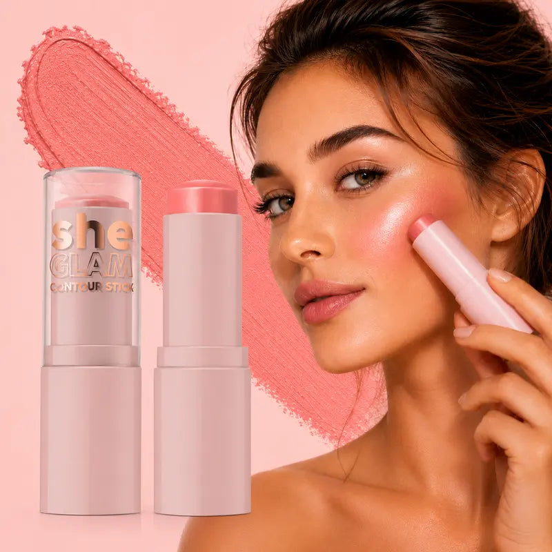 She GLAM Sparkle Blossom Blush Stick Cream Creamy Pink Cheek Blush Natural Glow Radiant Dewy Glow