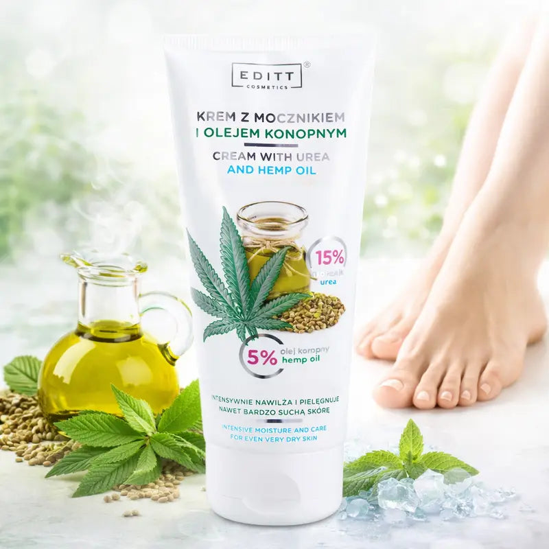 Body cream with hemp oil and urea dry skin care