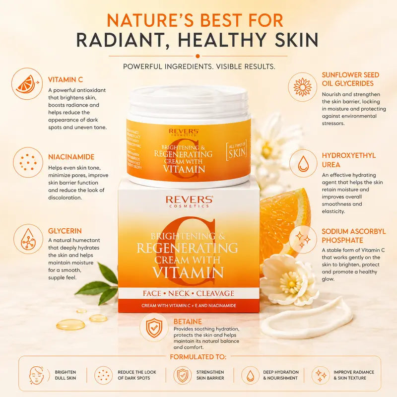 Vitamin C Face Cream with Niacinamide Brightening & Regenerating Moisturiser Dark Spot & Uneven Skin Tone All Skin Types 50ml