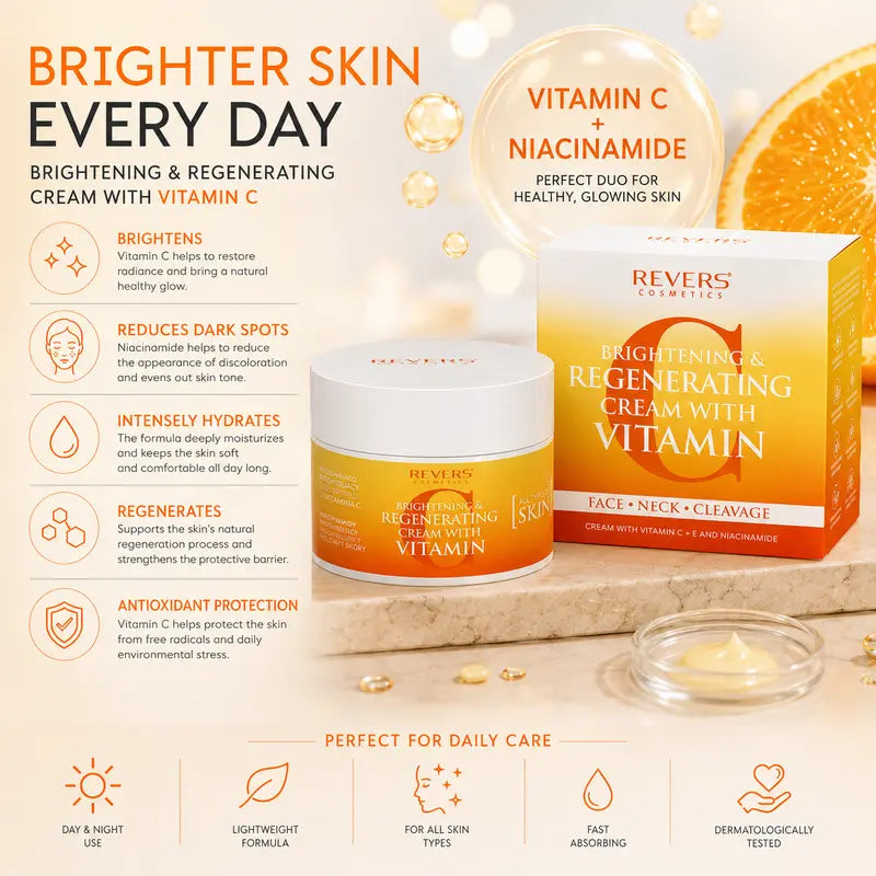 Vitamin C Face Cream with Niacinamide Brightening & Regenerating Moisturiser Dark Spot & Uneven Skin Tone All Skin Types 50ml