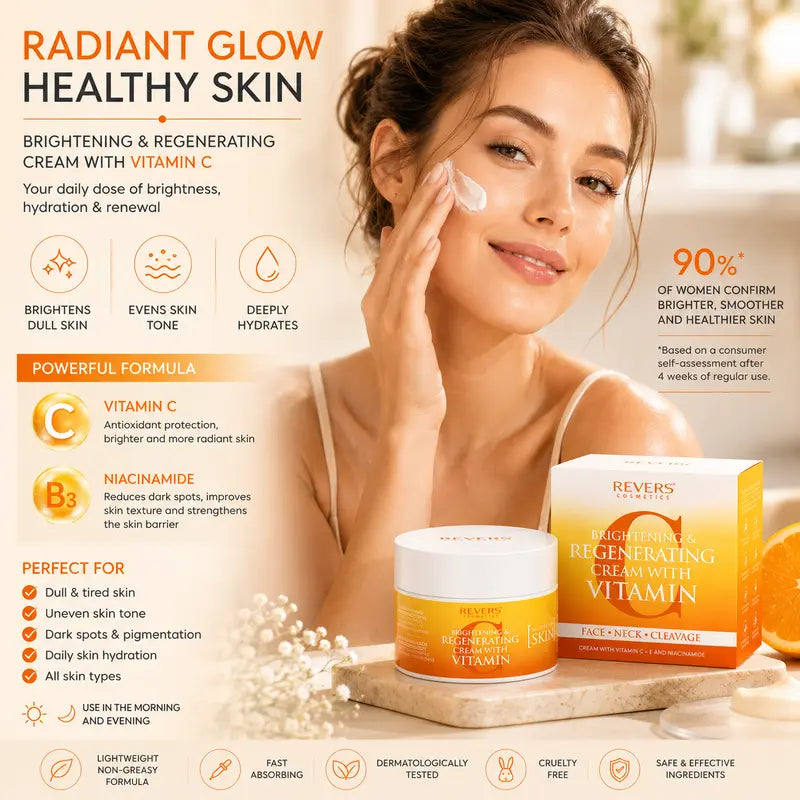 Vitamin C Face Cream with Niacinamide Brightening & Regenerating Moisturiser Dark Spot & Uneven Skin Tone All Skin Types 50ml