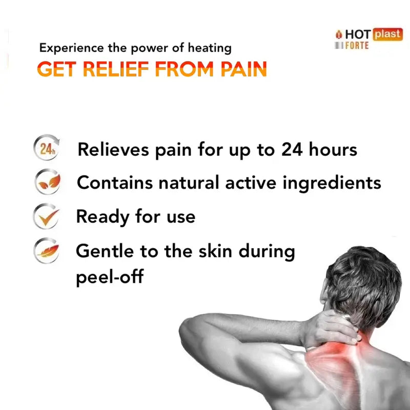 Hot Plast FORTE XL Warming Patch Pain Relief Heat Muscle Back 18 x 12 cm