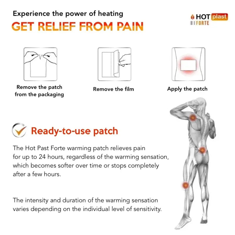 Hot Plast FORTE XL Warming Patch Pain Relief Heat Muscle Back 18 x 12 cm