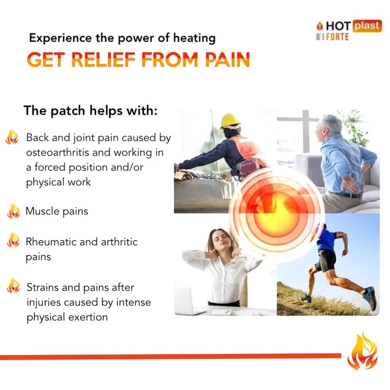 Hot Plast FORTE XL Warming Patch Pain Relief Heat Muscle Back 18 x 12 cm