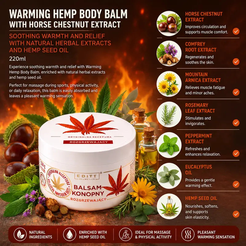 Hemp balm muscle ointment warming relief