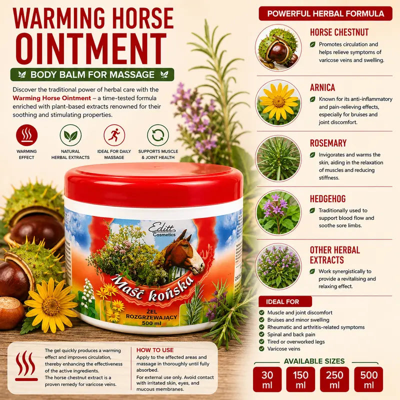 Horse Ointment Warming Body Balm for Massage & Relief Maść Końska Rozgrzewająca