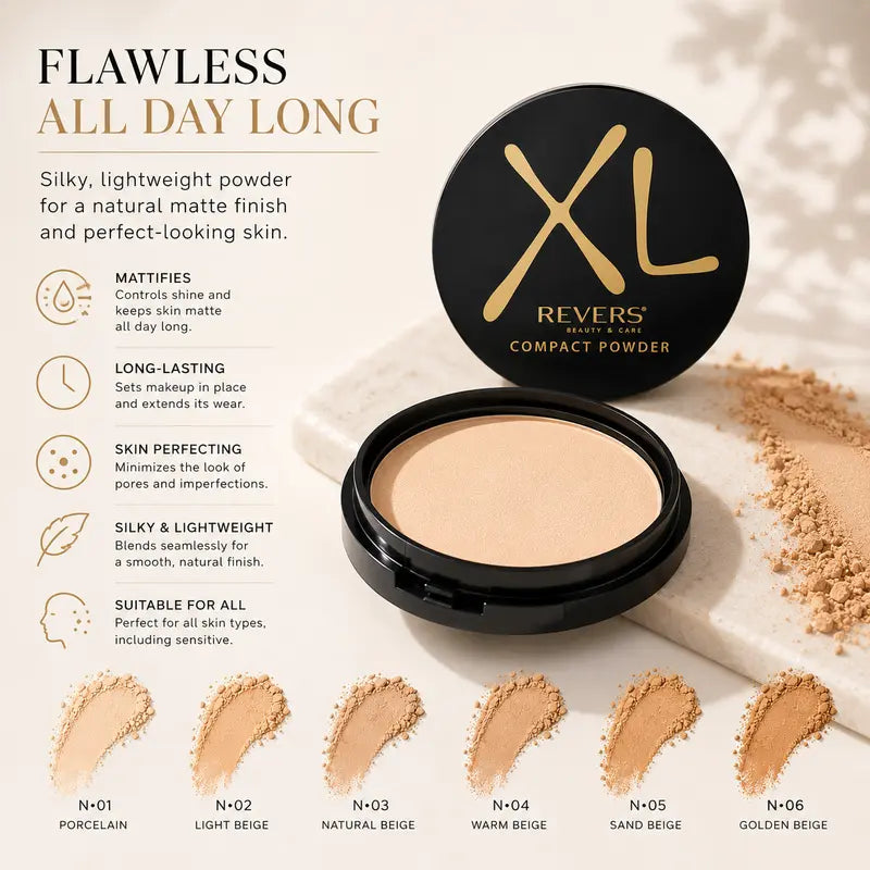 XL Silky Compact Powder – Mattifying & Skin Perfecting Pressed Finishing Powder