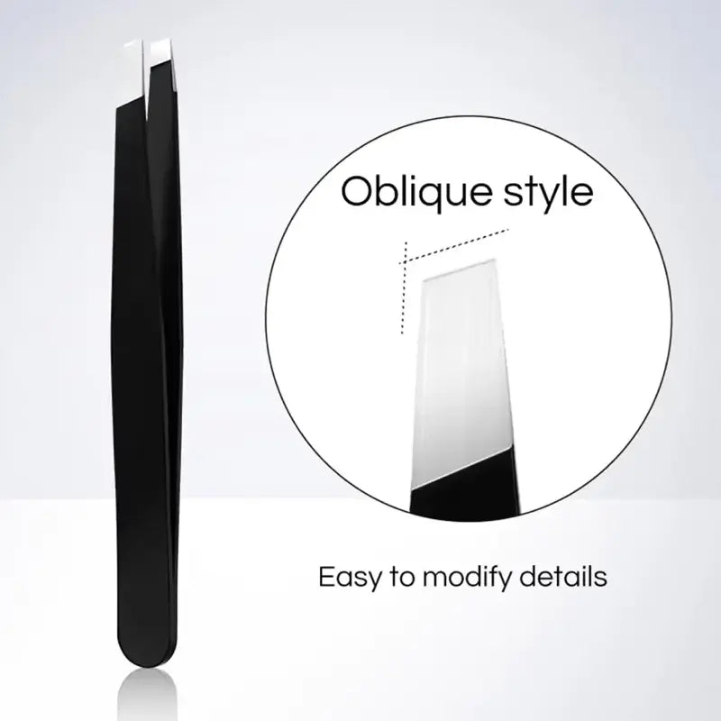 Black 4-Piece Stainless Steel Eyebrow Tweezers Set – Professional Precision Hair Removal Tools for Face, Brows & Lashes
