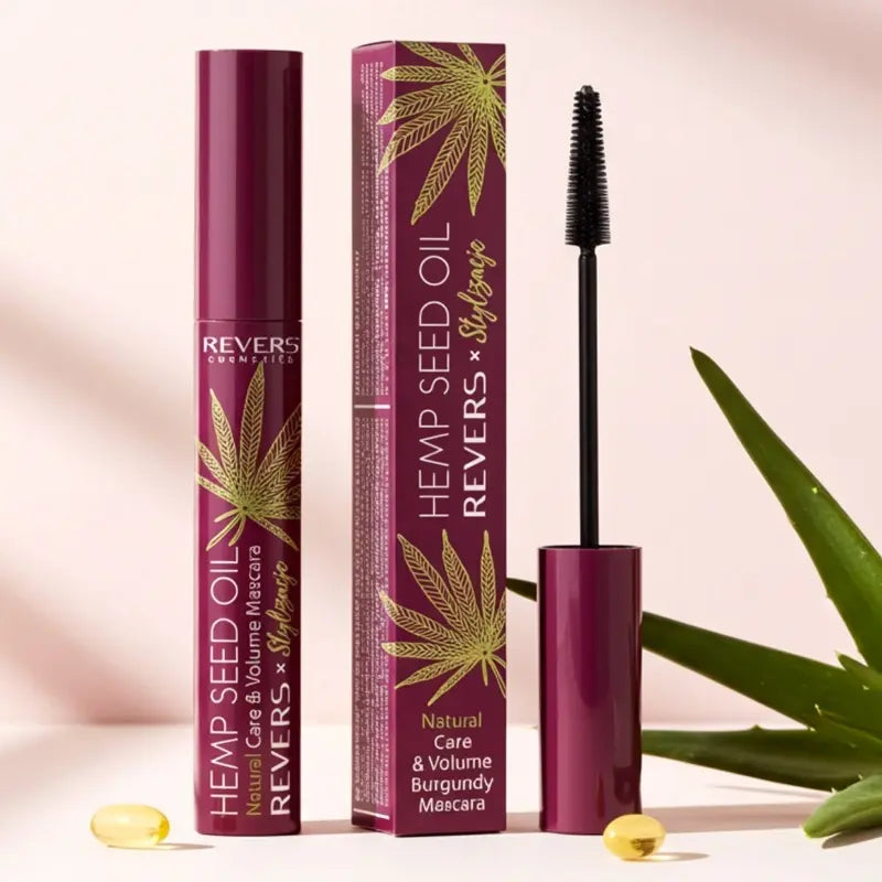 Burgundy Hemp Seed Oil Mascara Lengthening & Volumizing Lash Care with Keratin & Vitamin E