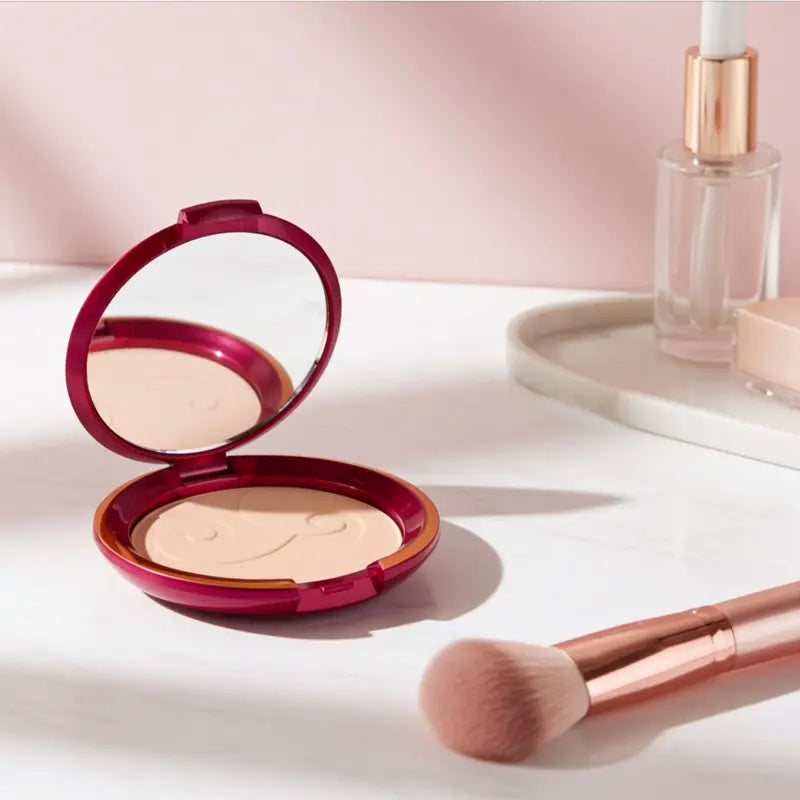 Compact Face Powder with Mirror - Long-Lasting, Silky Finish