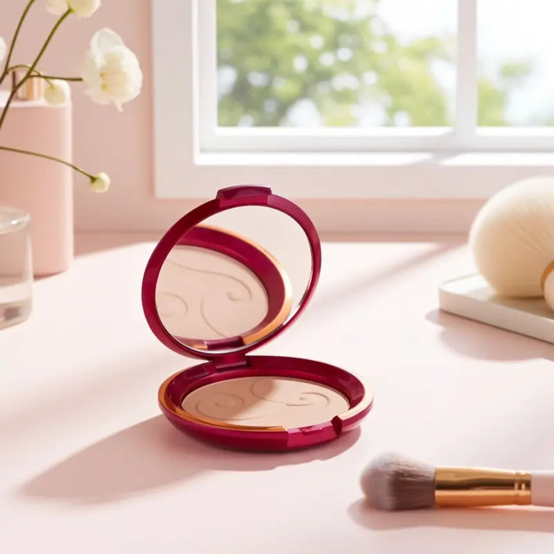 Compact Face Powder with Mirror - Long-Lasting, Silky Finish