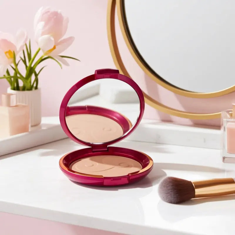 Compact Face Powder with Mirror - Long-Lasting, Silky Finish