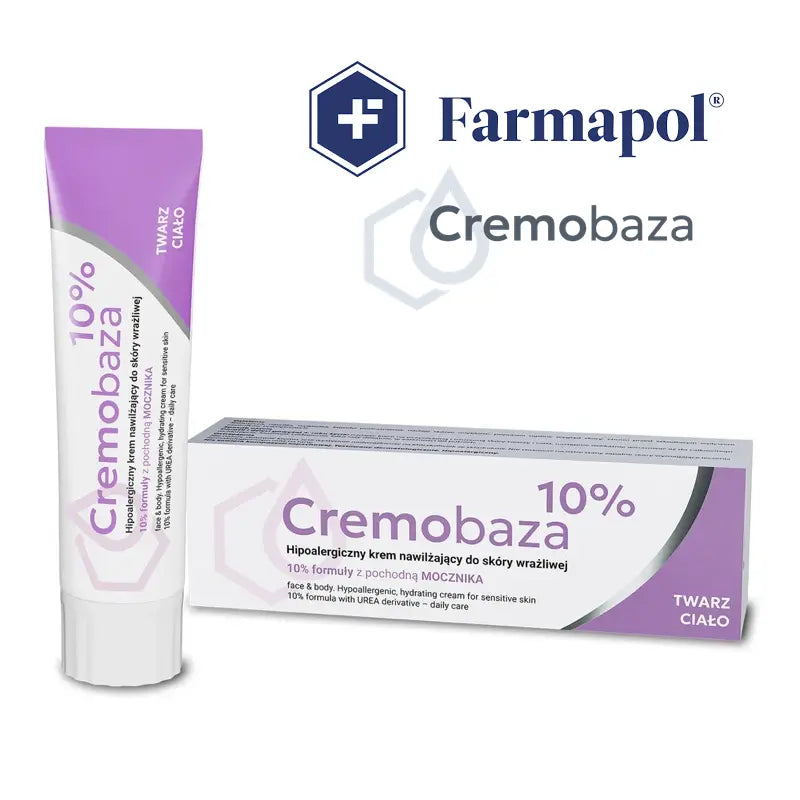 Cremobaza 10% Urea Cream Hypoallergenic Moisturizing & Softening Face and Body Cream for Dry & Sensitive Skin