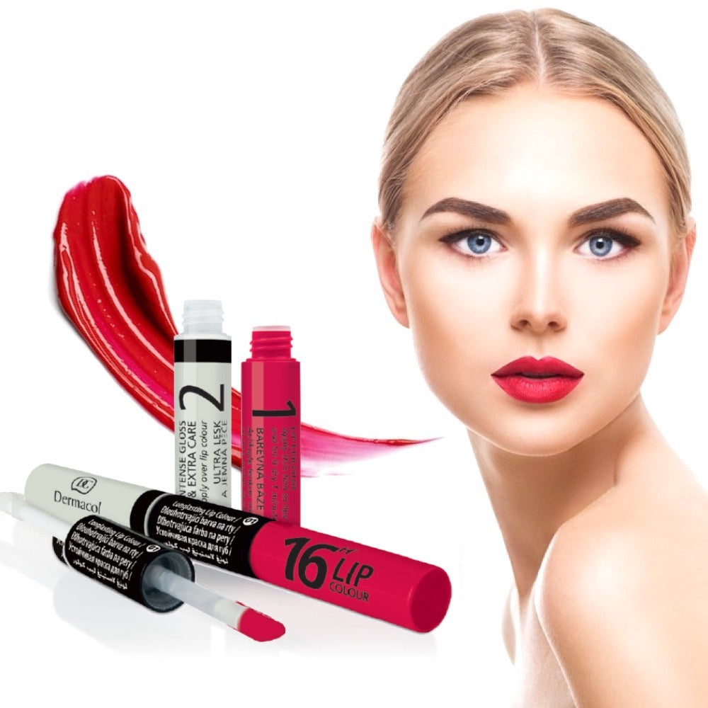 Dermacol 16H Lip Colour Long-Lasting Lipstick & Lip Gloss 2in1
