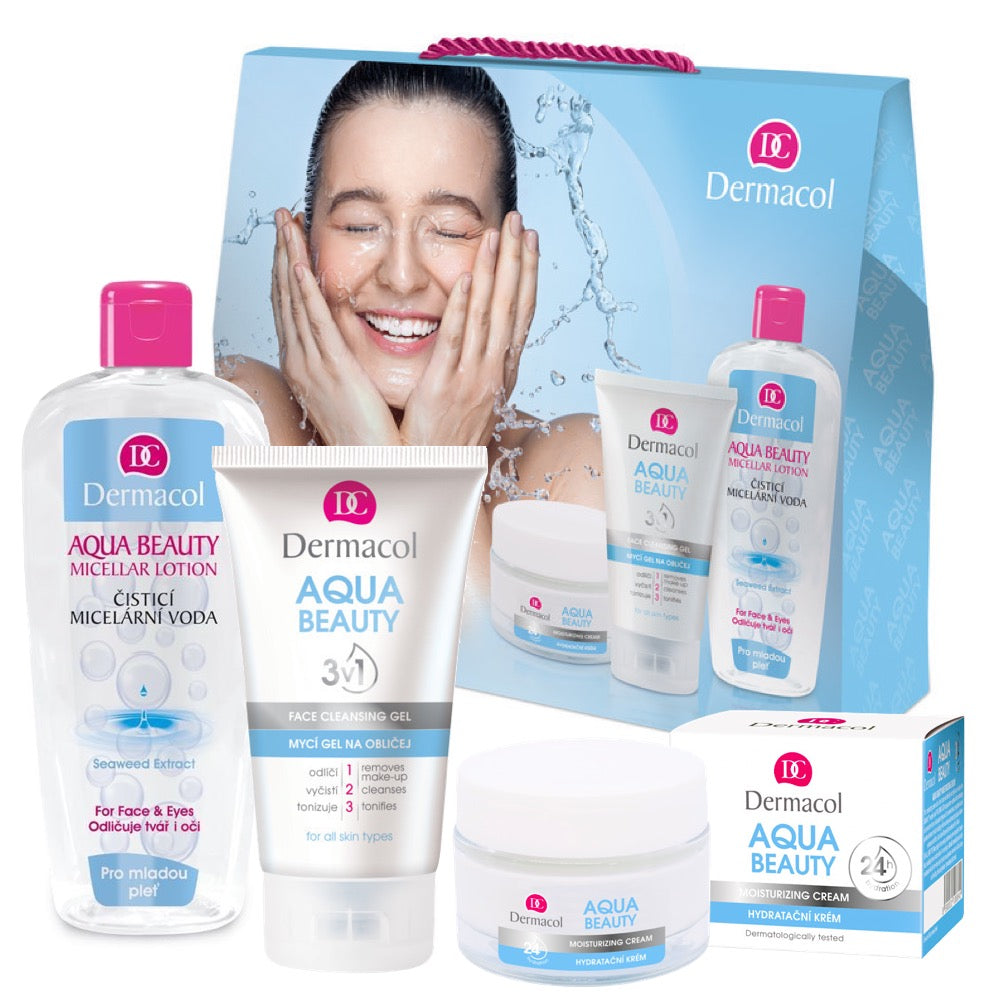 Dermacol Aqua Beauty Moisturizing Gift Set Face Cream, Cleansing Gel & Micellar Water