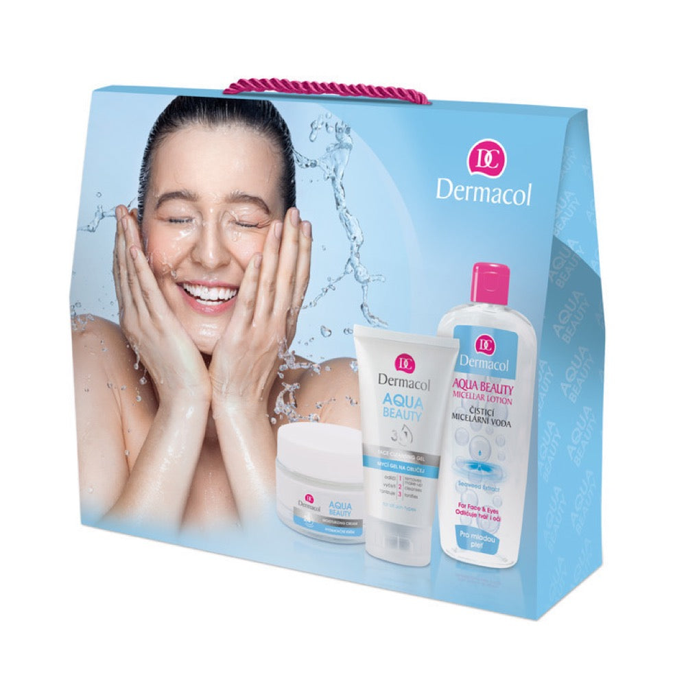 Dermacol Aqua Beauty Moisturizing Gift Set Face Cream, Cleansing Gel & Micellar Water