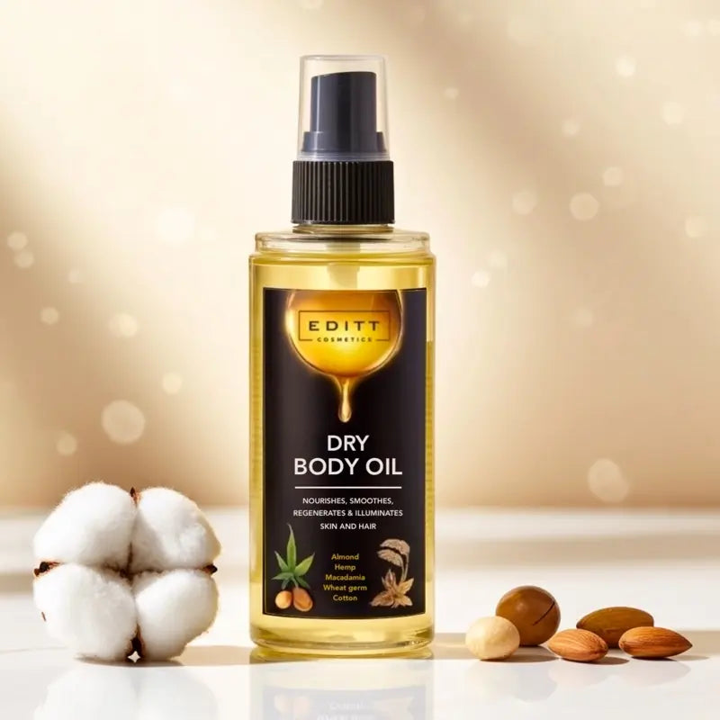 Dry Body & Hair Oil Nourishing Elixir with Hemp & 5 Precious Oils for Silky, Radiant Skin & Hair