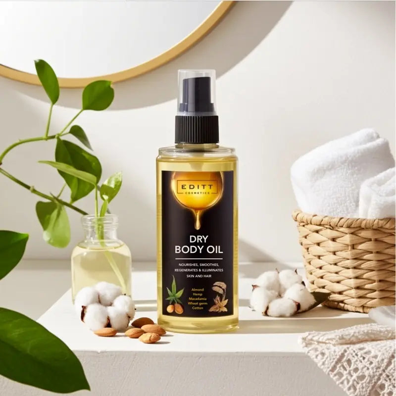 Dry Body & Hair Oil Nourishing Elixir with Hemp & 5 Precious Oils for Silky, Radiant Skin & Hair