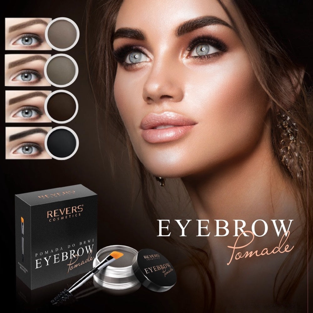 Long-Lasting Eyebrow Pomade with Argan Oil & Duo Brush – Waterproof Brow Makeup