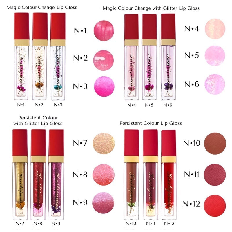 Plumping Lip Gloss Long-Lasting Magic Color Changing Makeup with Flower Inside