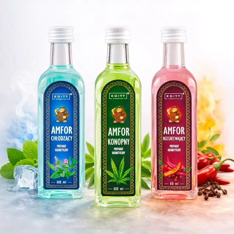 Cooling or warming herbal amfor oil for massage body ointment