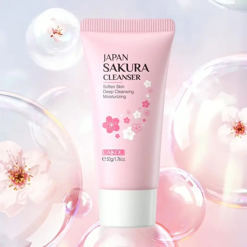 Japan Sakura Deep Hydrating Facial Cleanser – Makeup Remover with Niacinamide, Hyaluronic Acid & Vitamin C