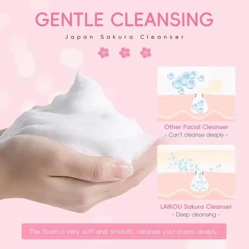 Japan Sakura Deep Hydrating Facial Cleanser – Makeup Remover with Niacinamide, Hyaluronic Acid & Vitamin C