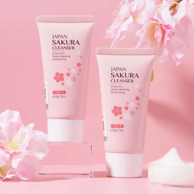 Japan Sakura Deep Hydrating Facial Cleanser – Makeup Remover with Niacinamide, Hyaluronic Acid & Vitamin C