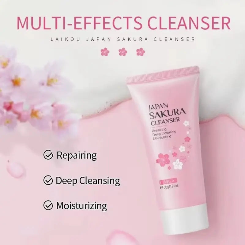 Japan Sakura Deep Hydrating Facial Cleanser – Makeup Remover with Niacinamide, Hyaluronic Acid & Vitamin C