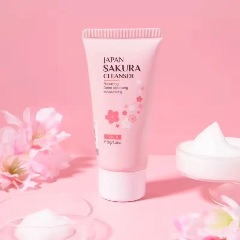 Japan Sakura Deep Hydrating Facial Cleanser – Makeup Remover with Niacinamide, Hyaluronic Acid & Vitamin C
