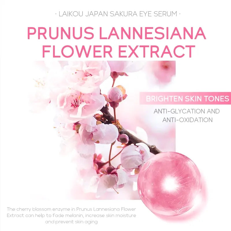 Japan Sakura Moisturizing Eye Serum Triple Roller Hydrating and Brightening Eye Care with Hyaluronic Acid, Niacinamide and Vitamin C