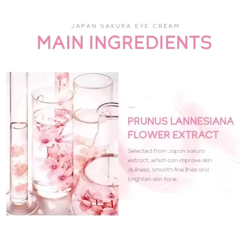 Japan Sakura Moisturizing Eye Serum Triple Roller Hydrating and Brightening Eye Care with Hyaluronic Acid, Niacinamide and Vitamin C
