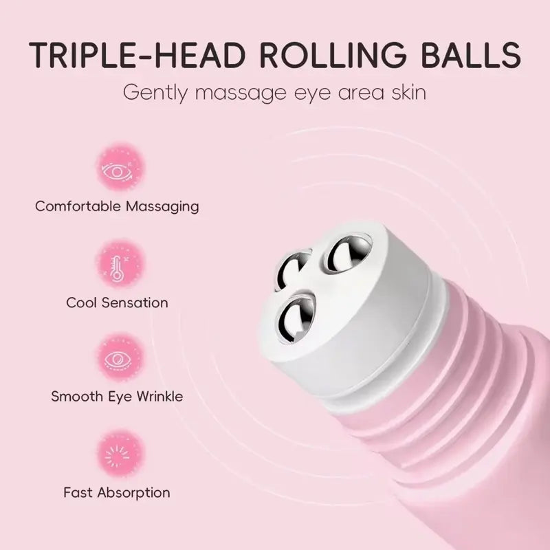 Japan Sakura Moisturizing Eye Serum Triple Roller Hydrating and Brightening Eye Care with Hyaluronic Acid, Niacinamide and Vitamin C