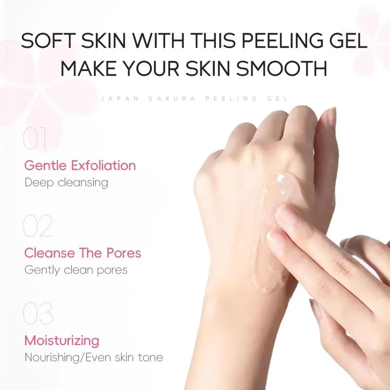 Japan Sakura Peeling Gel – Gentle Exfoliating Face & Body Scrub Hyaluronic Acid, Vitamin C & Sakura Extract
