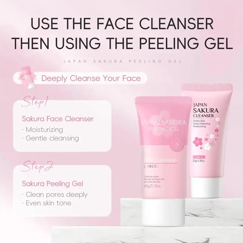 Japan Sakura Peeling Gel – Gentle Exfoliating Face & Body Scrub Hyaluronic Acid, Vitamin C & Sakura Extract