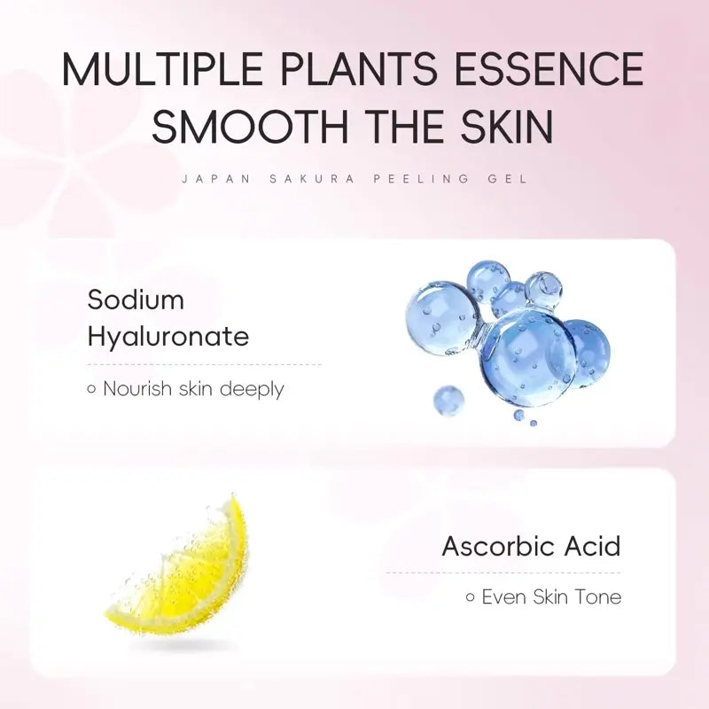 Japan Sakura Peeling Gel – Gentle Exfoliating Face & Body Scrub Hyaluronic Acid, Vitamin C & Sakura Extract