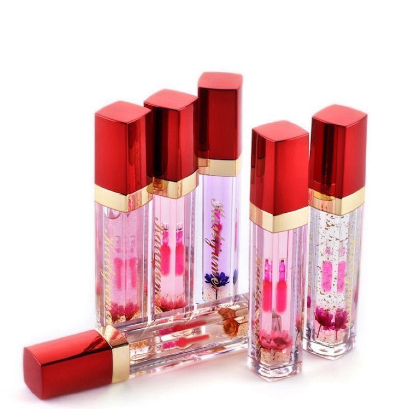 Plumping Lip Gloss Long-Lasting Magic Color Changing Makeup with Flower Inside