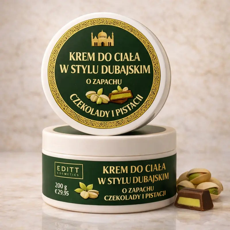 Dubai Style Body Cream with Pistachio Wheat Germ Oil and Cocoa Extract Nourishing, Elasticity-Boosting, Deeply Moisturizing