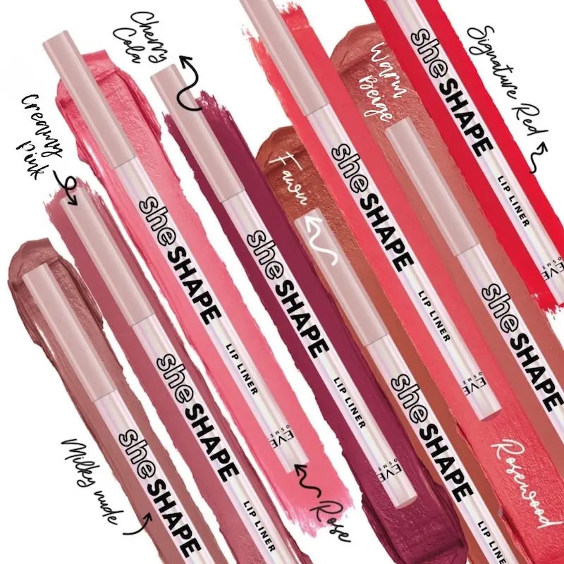 She Shape Lip Liner Pencil Long Lasting Lip Contour, Soft Creamy Formula, 8 Shades All the shades