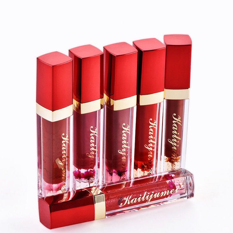 Plumping Lip Gloss Long-Lasting Magic Color Changing Makeup with Flower Inside