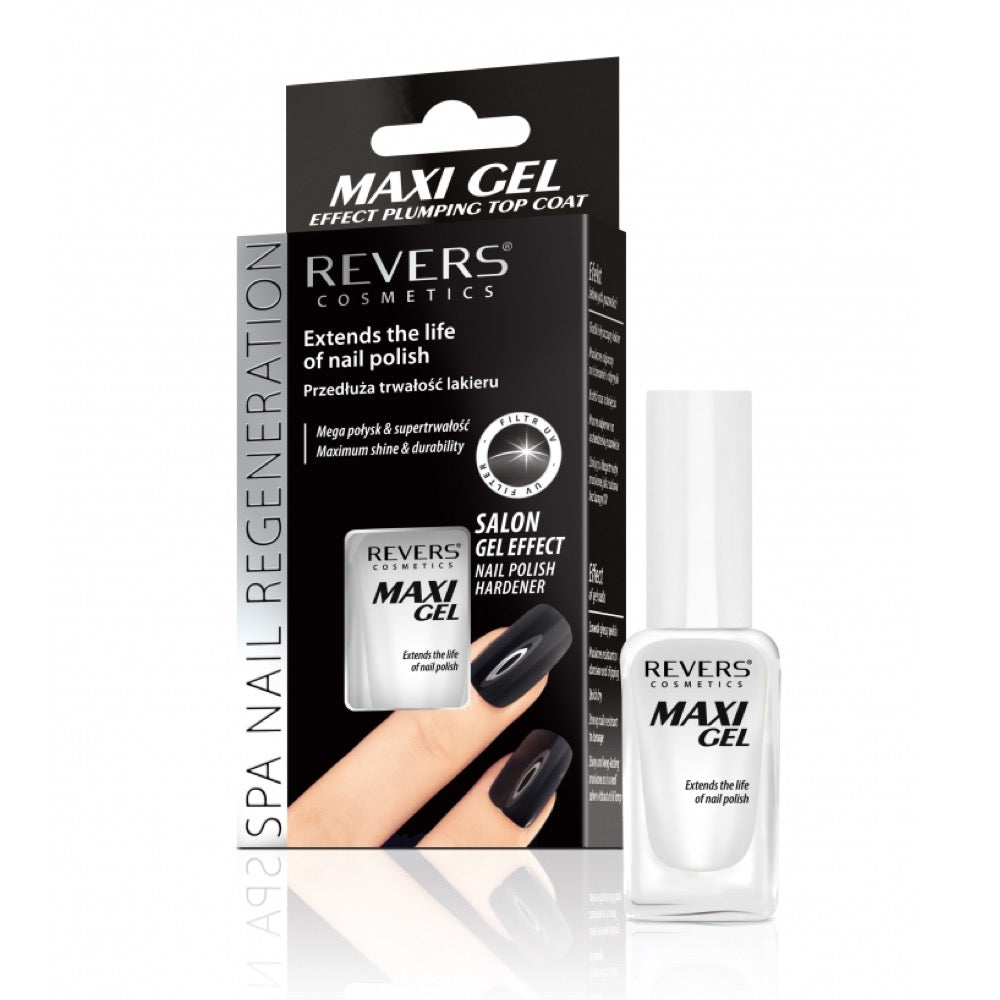 Nail Polish Top Coat Hardener Maxi Gel Plumping Effect Clear Quick Dry & Long-Lasting