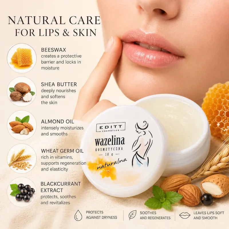 Natural Vaseline Protective &amp; Moisturising Lip Therapy Fragrance-Free Multi-Purpose Lip Balm Ingredients
