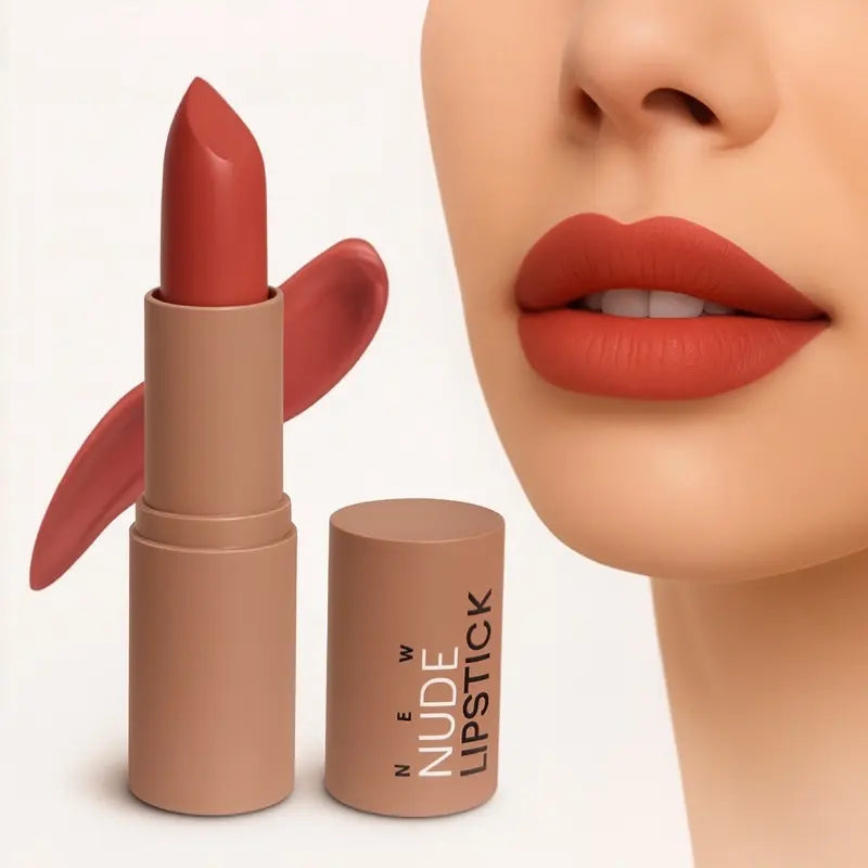 New Nude Satin Lipstick - Moisturizing Long-Wear Lip Color Smooth, Elegant Finish