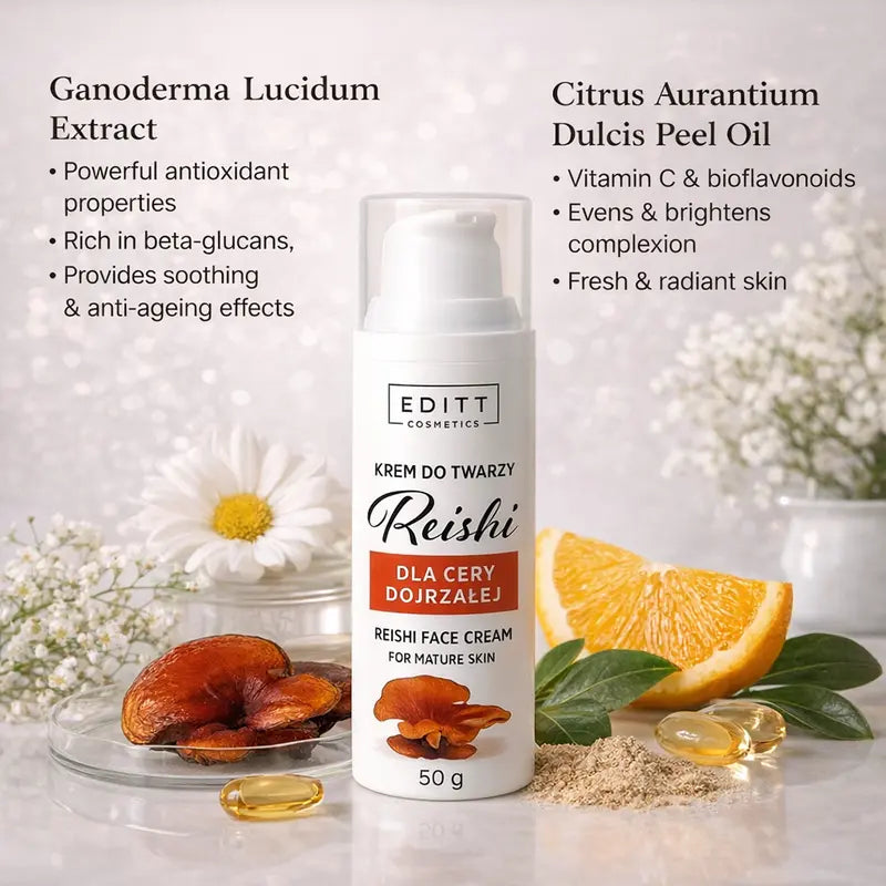Reishi Face Cream Intensive Anti-Aging Care for Mature Skin Regeneration, Nourishment and Firmness