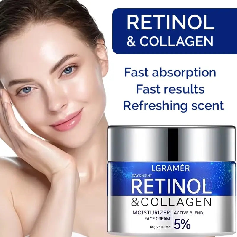 Retinol Face Cream with Collagen &amp; Hyaluronic Acid – 24H Anti-Aging Moisturizer for Firm, Radiant Skin