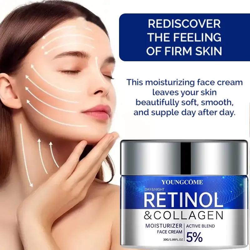 Retinol Face Cream with Collagen &amp; Hyaluronic Acid – 24H Anti-Aging Moisturizer for Firm, Radiant Skin